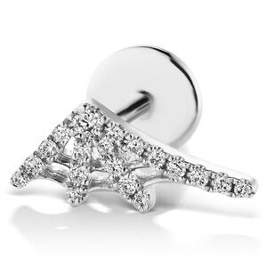 MARIA TASH Diamond Spider Web Threaded Stud Earring 18k Solid White Gold Tragus